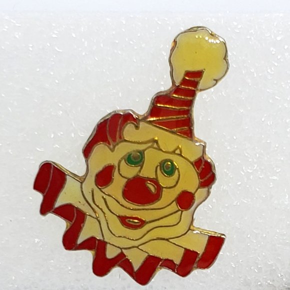 Vintage 1970's Collared CLOWN Enamel Metal Lapel Pin Pinback - Picture 1 of 7
